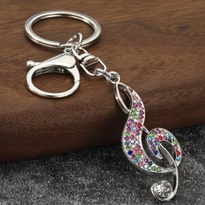 🆕️🎶 SILVER-TONE MUSICAL NOTE BAG CHARM & KEY CHAIN🎶